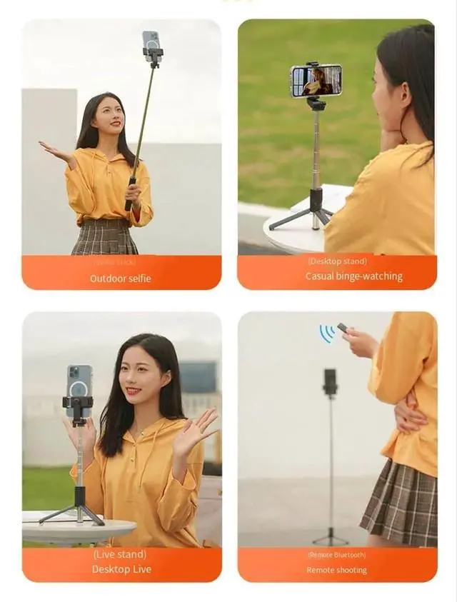 Alt view image 2 of 7 - Selfie Stick Tripod, 3 in 1 Extendable & Portable iPhone Tripod Selfie Stick with Wireless Remote Compatible with iPhone 16 15 14 13 12 11 pro Xs Max 8 7, Galaxy Note10/S20/S10