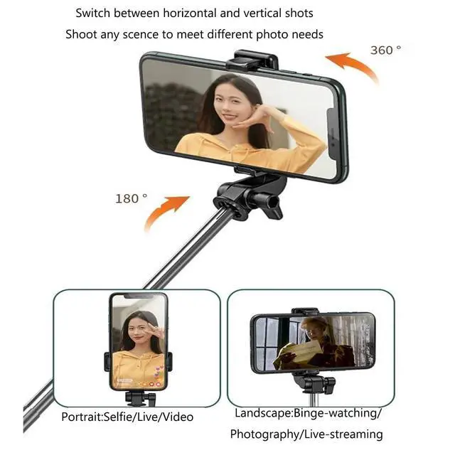 Alt view image 3 of 7 - Selfie Stick Tripod, 3 in 1 Extendable & Portable iPhone Tripod Selfie Stick with Wireless Remote Compatible with iPhone 16 15 14 13 12 11 pro Xs Max 8 7, Galaxy Note10/S20/S10