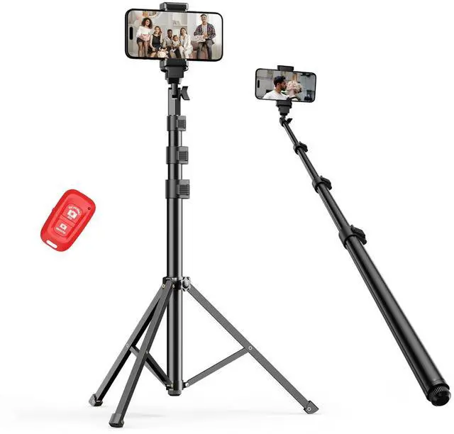 Main image of 52 Cell Phone Tripod Stand for iPhone, Adjustable Floor Cellphone Tri Pod Holder with Remote, Portable Smartphone Compact Travel Selfie Stick for Video Recording Camera Ring Light Filming
