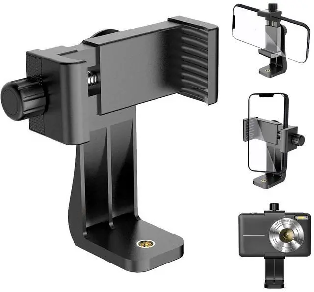 Main image of Cell Phone Tripod Mount Holder, Smartphone Tripod Cell Phone Holder Mount Adapter Clip, Digtal Camera Bracket Selfie Lens Monopod Adjustable Ring Light for Camcorder,Compatible for Most Cellphones