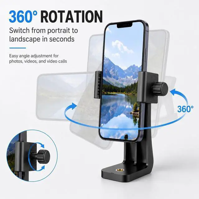 Alt view image 3 of 7 - Cell Phone Tripod Mount Holder, Smartphone Tripod Cell Phone Holder Mount Adapter Clip, Digtal Camera Bracket Selfie Lens Monopod Adjustable Ring Light for Camcorder,Compatible for Most Cellphones