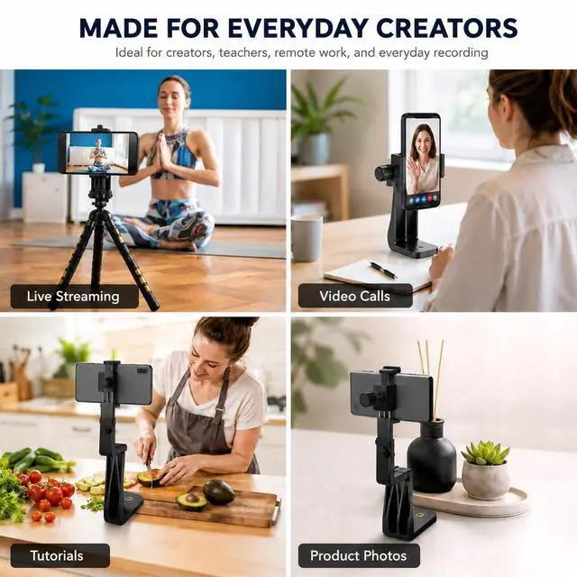 Alt view image 7 of 7 - Cell Phone Tripod Mount Holder, Smartphone Tripod Cell Phone Holder Mount Adapter Clip, Digtal Camera Bracket Selfie Lens Monopod Adjustable Ring Light for Camcorder,Compatible for Most Cellphones