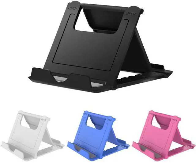 Main image of 4 Pack Portable Cell Phone Stand Holder for Desk, Foldable Pocket-Sized Mount, Universal Adjustable Desktop Mobile Phone Kickstand Compatible with iPhone IPads Kindle Android Colorful