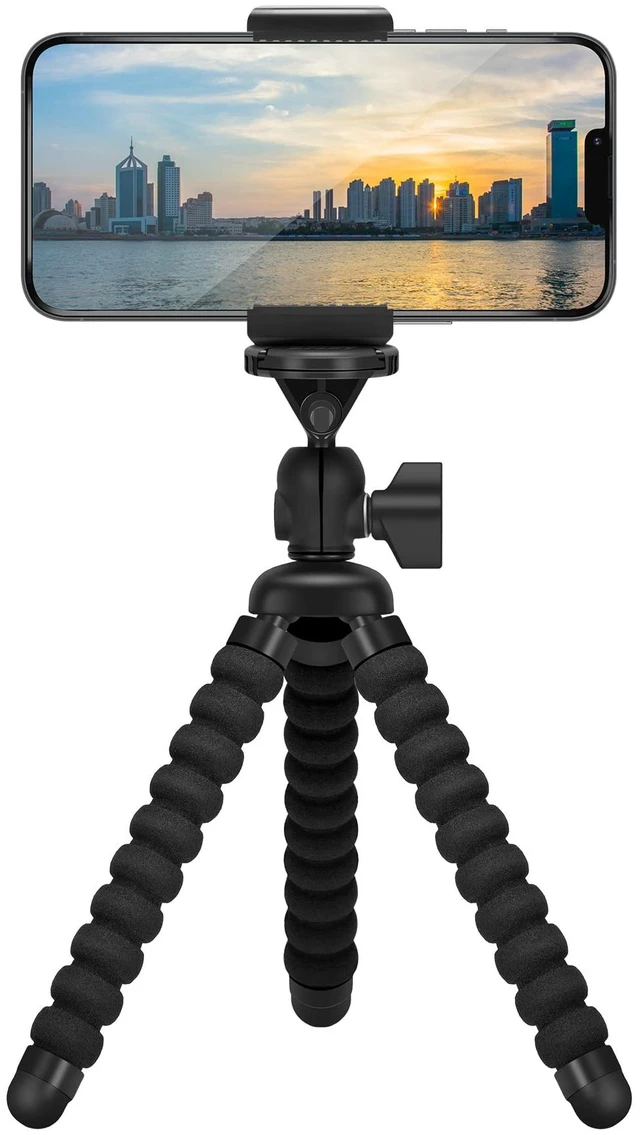 Main image of Mini Cell Phone Flexible Tripod Holder, Adjustable Mobile Phone Mount, Universal Octopus Stand for iPhone, Samsung, Camera (S-Black)