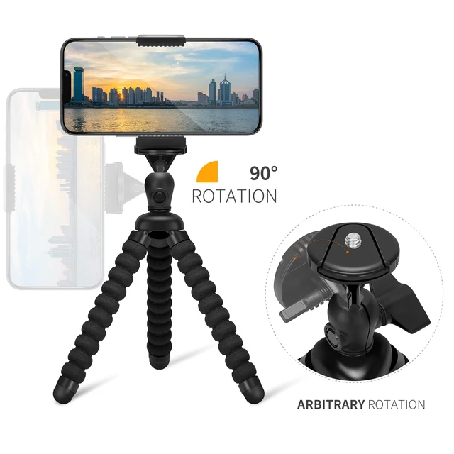Alt view image 2 of 7 - Mini Cell Phone Flexible Tripod Holder, Adjustable Mobile Phone Mount, Universal Octopus Stand for iPhone, Samsung, Camera (S-Black)