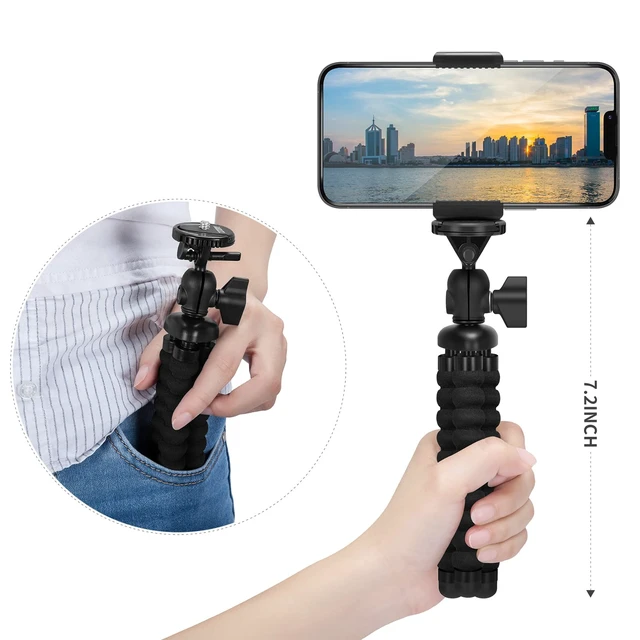 Alt view image 3 of 7 - Mini Cell Phone Flexible Tripod Holder, Adjustable Mobile Phone Mount, Universal Octopus Stand for iPhone, Samsung, Camera (S-Black)