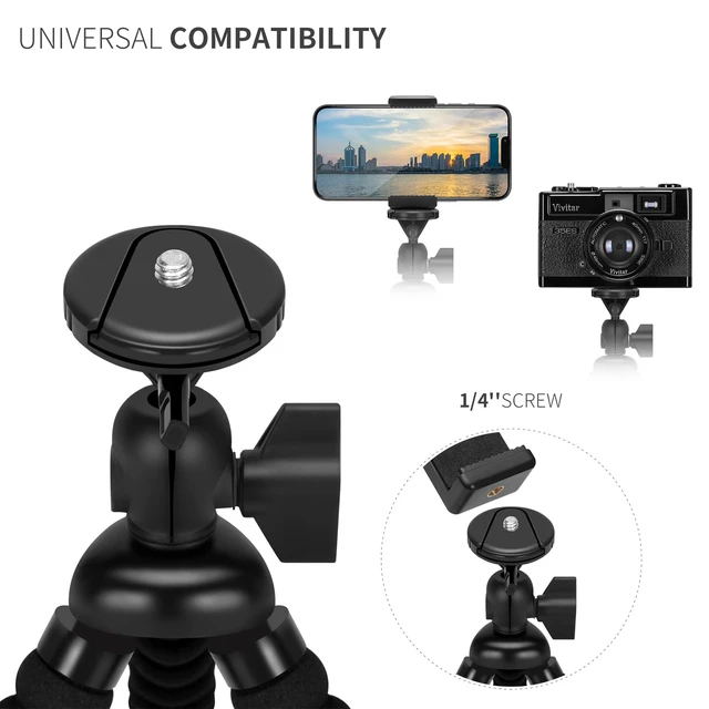 Alt view image 4 of 7 - Mini Cell Phone Flexible Tripod Holder, Adjustable Mobile Phone Mount, Universal Octopus Stand for iPhone, Samsung, Camera (S-Black)
