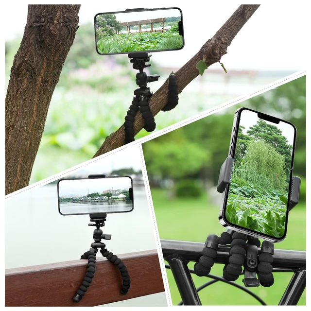 Alt view image 7 of 7 - Mini Cell Phone Flexible Tripod Holder, Adjustable Mobile Phone Mount, Universal Octopus Stand for iPhone, Samsung, Camera (S-Black)