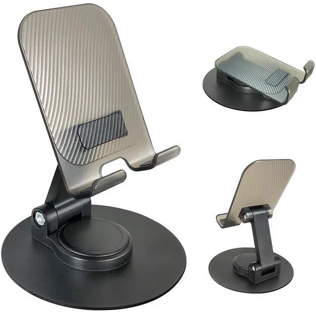 Main image of Foldable Cell Phone Stand for Desk, Fully Adjustable Phone Holder for Desk Compatible with iPhone 16 15 14 13 12, Nintendo Switch, All Phones, (Black)