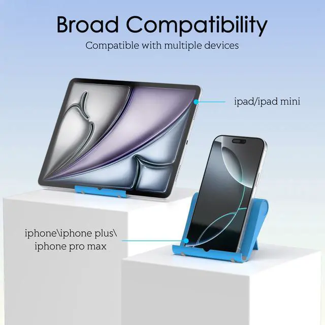 Alt view image 2 of 7 - Cell Phone Stand for Desk, Foldable and Adjustable Multi-Angle Holder Dock, Universal Compatibility for Most Phone and Tablet, Portable and Sturdy Design for Office and Home (Blue)