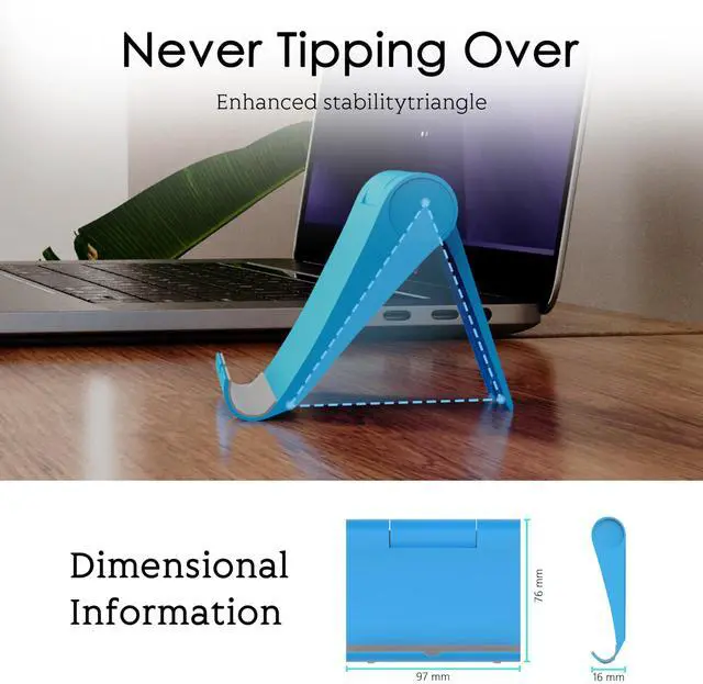 Alt view image 4 of 7 - Cell Phone Stand for Desk, Foldable and Adjustable Multi-Angle Holder Dock, Universal Compatibility for Most Phone and Tablet, Portable and Sturdy Design for Office and Home (Blue)