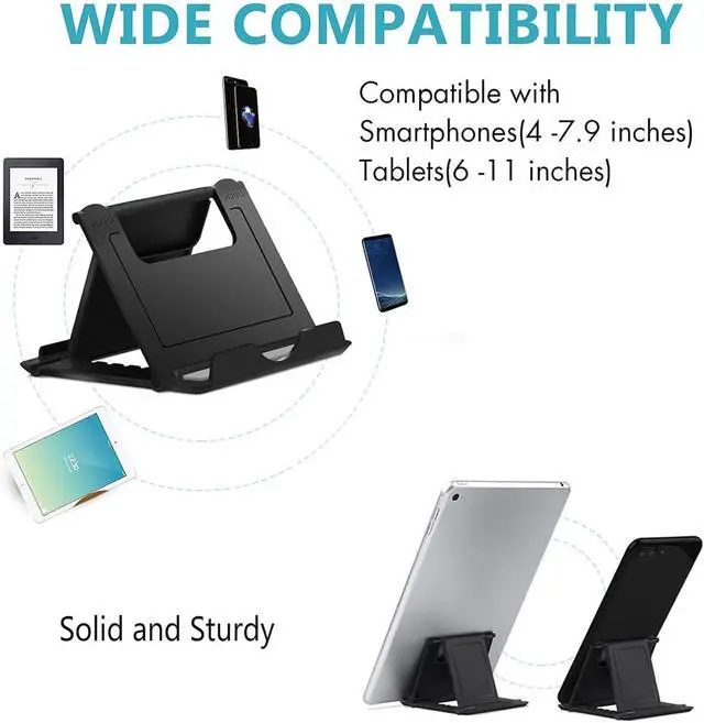 Alt view image 3 of 6 - Cell Phone Stand 4 Pack, Tablet Stand Multi-Angle, Universal Phone Stand for Desk,Compatible Phone 13 12 Pro Plus All Android Smartphones(Black+White)