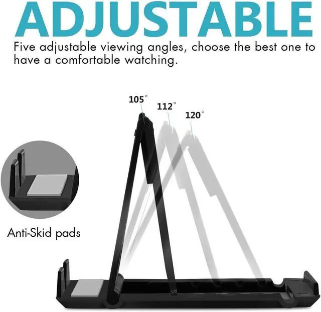 Alt view image 4 of 6 - Cell Phone Stand 4 Pack, Tablet Stand Multi-Angle, Universal Phone Stand for Desk,Compatible Phone 13 12 Pro Plus All Android Smartphones(Black+White)