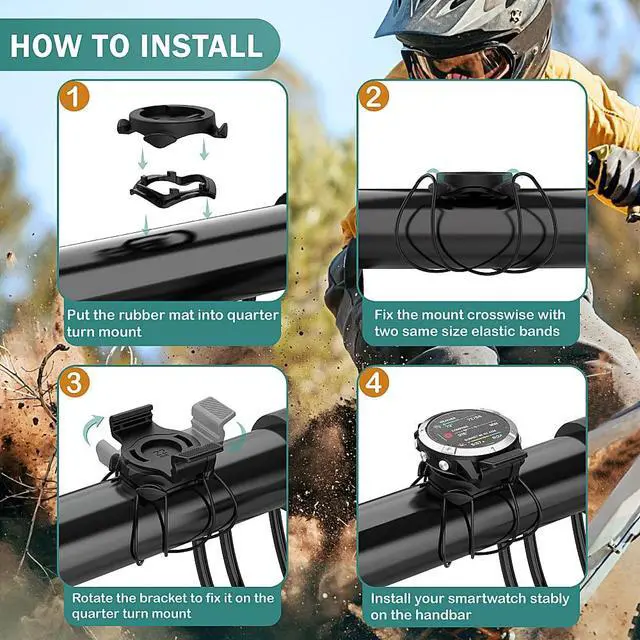 Alt view image 4 of 7 - 22mm QuickFit Quarter-Turn Bike Mount Compatible with Garmin Fenix 6 Pro, Fenix 7, Epix 2, Quatix 6 Titanium