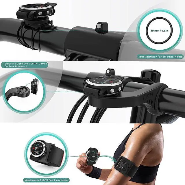 Alt view image 5 of 7 - 22mm QuickFit Quarter-Turn Bike Mount Compatible with Garmin Fenix 6 Pro, Fenix 7, Epix 2, Quatix 6 Titanium