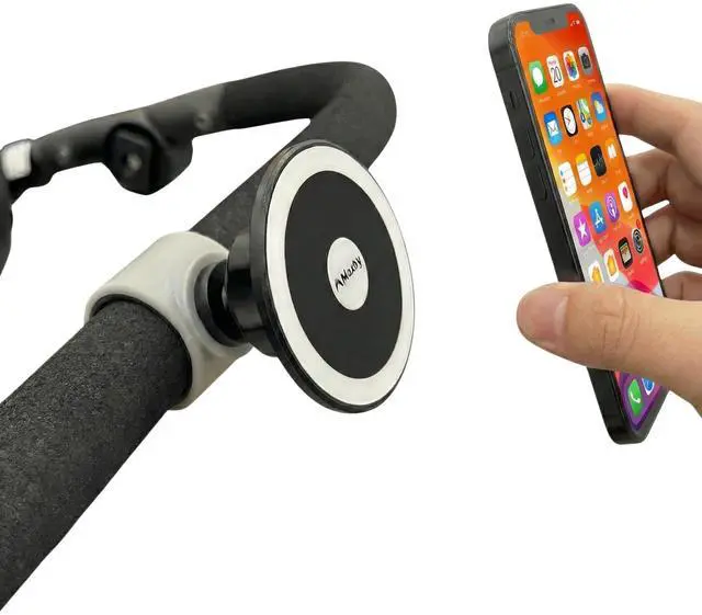 Main image of Stroller Phone Holder, MagSafe Compatible Magnetic Phone Mount for Stroller Handlebar, Snap On Clamp Installs in Seconds, 360 Rotation, Fast Attach & Detach