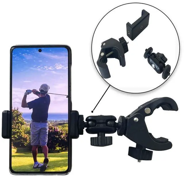 Alt view image 7 of 7 - Phone Holder with ClampCell Phone Holder Mount Clip for Golf Cart,Wheelchair Walker,Universal Phone Mount Holder.