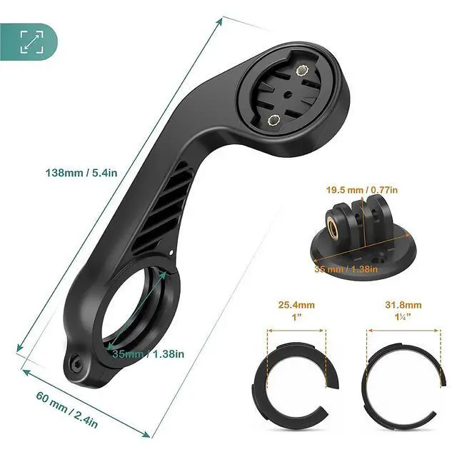 Alt view image 6 of 7 - Out Front Mount Compatible with Garmin Edge GPS Bike Computer, XOSS G/G+, iGPSPORT - Cycling Handlebar 25.4mm 31.8m