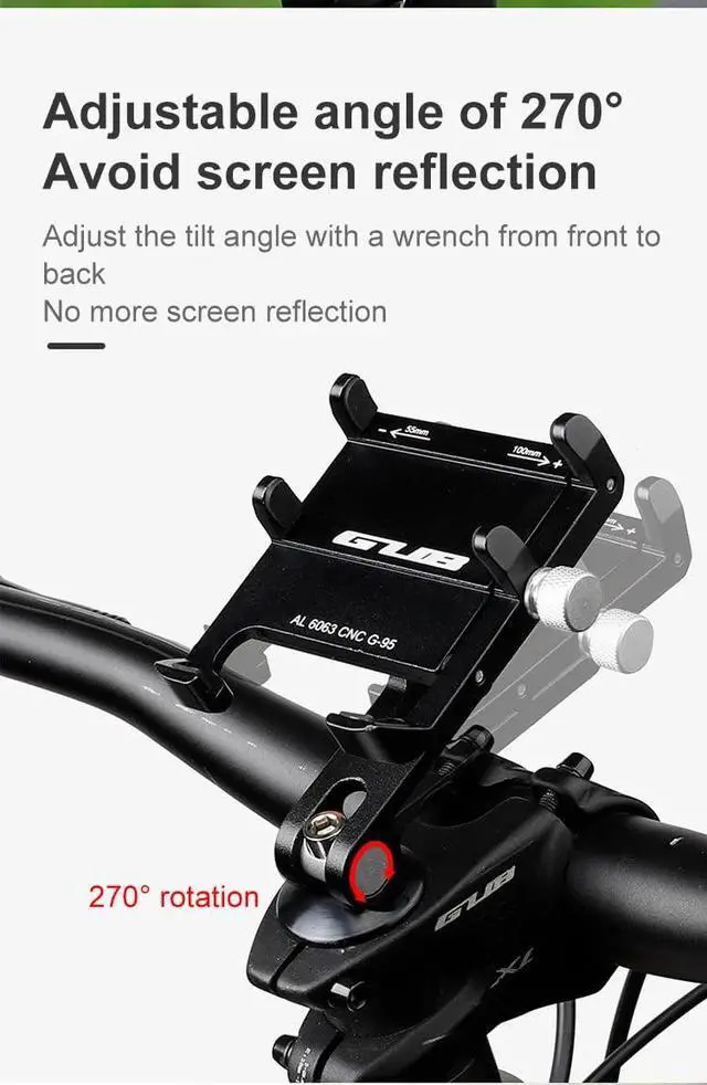 Alt view image 5 of 7 - G-95 Bicycle Stem Cellphone Mount Aluminum Alloy Handlebar Mobilephone Support Adjustable Bottom Bracket with Bottom Holder