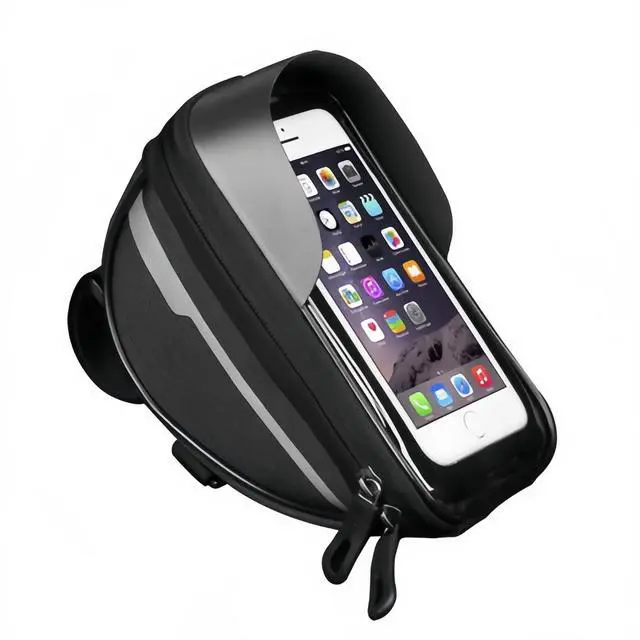 Main image of Bike Phone Holder Bag Waterproof Bike Phone Mount Bag Bike Accessories EVA Hard Shell Bike Phone Pouch with Rain Cover Compatible with iPhone,Phones Below 6.5" (Black)