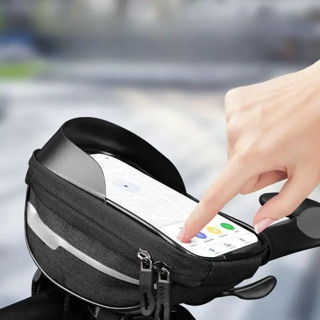 Alt view image 2 of 7 - Bike Phone Holder Bag Waterproof Bike Phone Mount Bag Bike Accessories EVA Hard Shell Bike Phone Pouch with Rain Cover Compatible with iPhone,Phones Below 6.5" (Black)