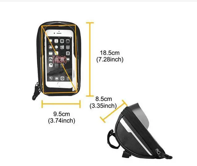 Alt view image 3 of 7 - Bike Phone Holder Bag Waterproof Bike Phone Mount Bag Bike Accessories EVA Hard Shell Bike Phone Pouch with Rain Cover Compatible with iPhone,Phones Below 6.5" (Black)