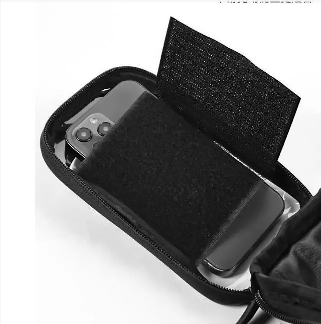 Alt view image 5 of 7 - Bike Phone Holder Bag Waterproof Bike Phone Mount Bag Bike Accessories EVA Hard Shell Bike Phone Pouch with Rain Cover Compatible with iPhone,Phones Below 6.5" (Black)