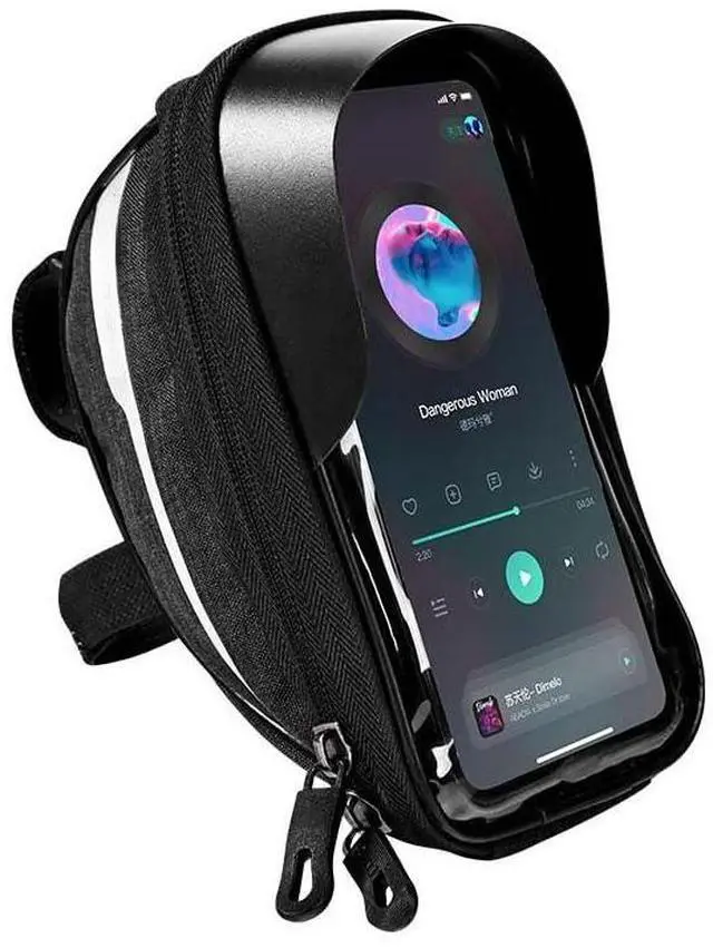 Alt view image 6 of 7 - Bike Phone Holder Bag Waterproof Bike Phone Mount Bag Bike Accessories EVA Hard Shell Bike Phone Pouch with Rain Cover Compatible with iPhone,Phones Below 6.5" (Black)