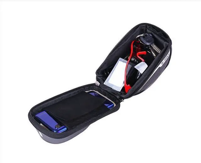 Alt view image 4 of 7 - Bike Phone Holder Bag Waterproof Bike Phone Mount Bag Bike Accessories EVA Hard Shell Bike Phone Pouch with Rain Cover Compatible with iPhone,Phones Below 6.5" (Black)