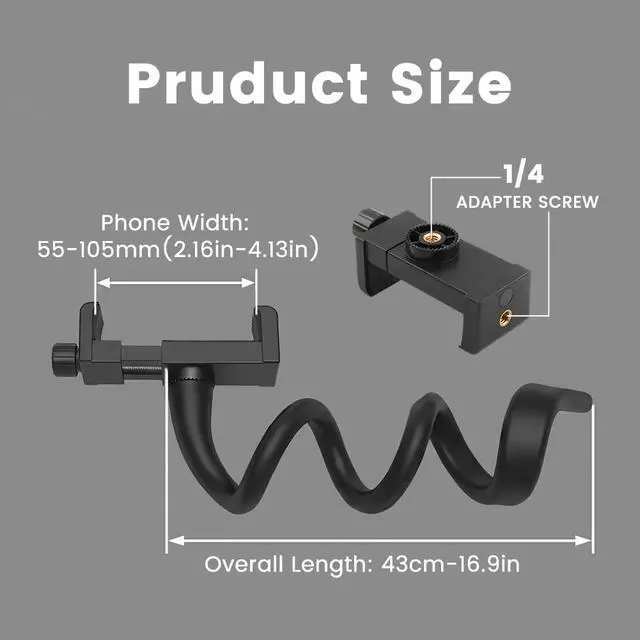 Alt view image 2 of 7 - Flexible Phone Holder for Treadmill, Stroller, Spin Bike, Shopping Cart, Desk, Portable Gooseneck 16.9 Long Arm Phone Mount for 4.7-7" Smartphones