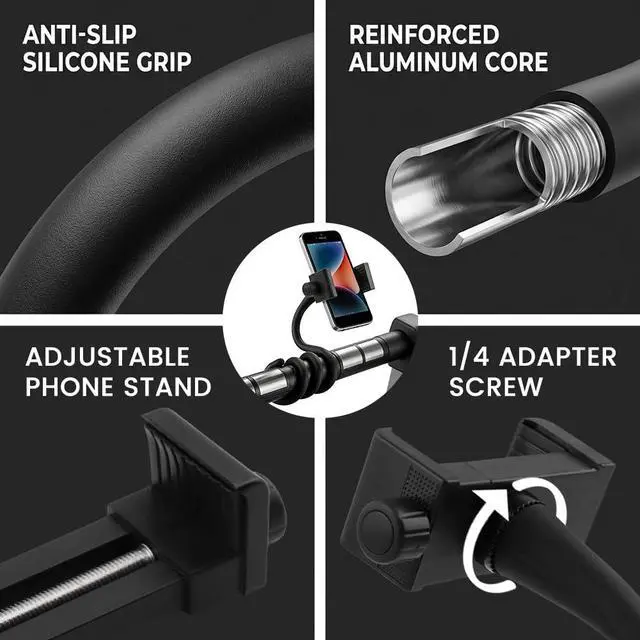 Alt view image 4 of 7 - Flexible Phone Holder for Treadmill, Stroller, Spin Bike, Shopping Cart, Desk, Portable Gooseneck 16.9 Long Arm Phone Mount for 4.7-7" Smartphones