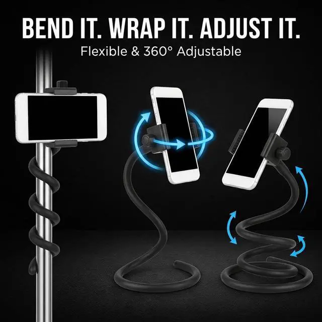 Alt view image 5 of 7 - Flexible Phone Holder for Treadmill, Stroller, Spin Bike, Shopping Cart, Desk, Portable Gooseneck 16.9 Long Arm Phone Mount for 4.7-7" Smartphones