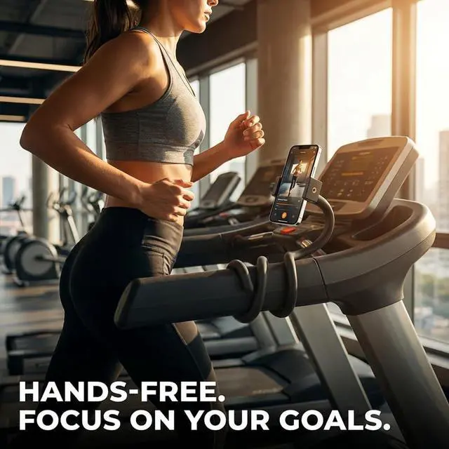 Alt view image 6 of 7 - Flexible Phone Holder for Treadmill, Stroller, Spin Bike, Shopping Cart, Desk, Portable Gooseneck 16.9 Long Arm Phone Mount for 4.7-7" Smartphones