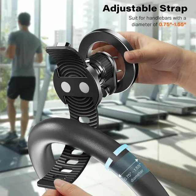 Alt view image 2 of 7 - Phone Holder for Peloton Bike, Stroller Phone Holder with Strong Magnets, Rotatable & Foldable Magnetic Phone Mount for Shopping Cart, Treadmill, Exercise Bike, Compatible with iPhone & Android