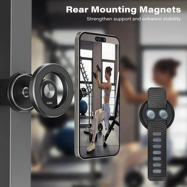 Alt view image 3 of 7 - Phone Holder for Peloton Bike, Stroller Phone Holder with Strong Magnets, Rotatable & Foldable Magnetic Phone Mount for Shopping Cart, Treadmill, Exercise Bike, Compatible with iPhone & Android