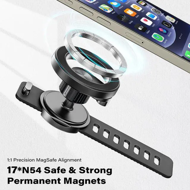 Alt view image 4 of 7 - Phone Holder for Peloton Bike, Stroller Phone Holder with Strong Magnets, Rotatable & Foldable Magnetic Phone Mount for Shopping Cart, Treadmill, Exercise Bike, Compatible with iPhone & Android