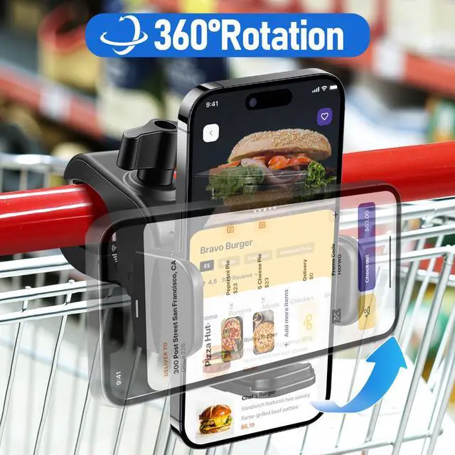 Alt view image 4 of 7 - Phone Holder, Spin Bike, Treadmill, Stroller, Handlebar, Shopping Cart, Golf Cart Compatible with Mag-Safe iPhone 12-17 Series
