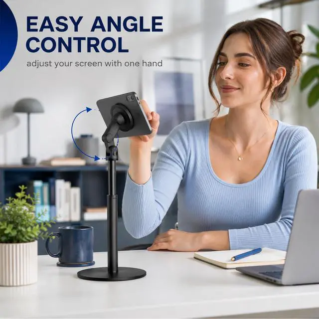 Alt view image 4 of 6 - Magnetic Phone Stand,2 In 1 Adjustable Phone Stand For Desk Magnetic,360 Rotating Magnetic Phone Stand For Desk Aluminum Phone Holder For Magsafe, Compatible Iphone 17 16 15 14 13 12 Pro Max And Ipad