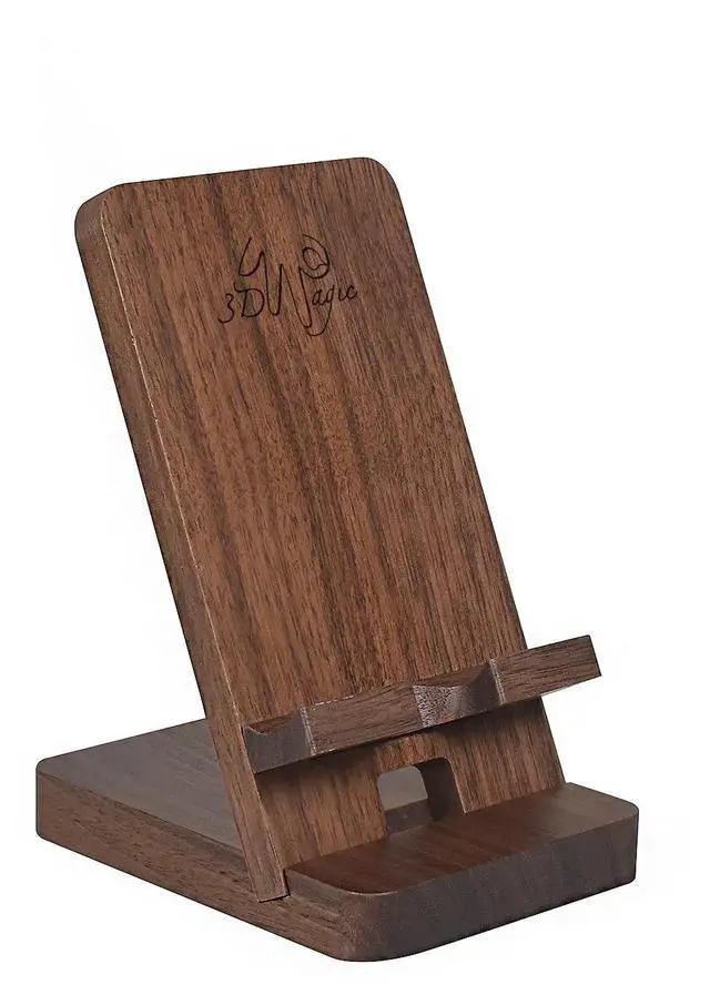 Main image of Cell Phone Stands of , Desktop Stand, Luxury Nature Wood Magnetic Phone Stand for Desk, Compatible with iPhone & All Cell Phones, Ultra-Stable, Portable & Non-Slip Design, Walnut Wood