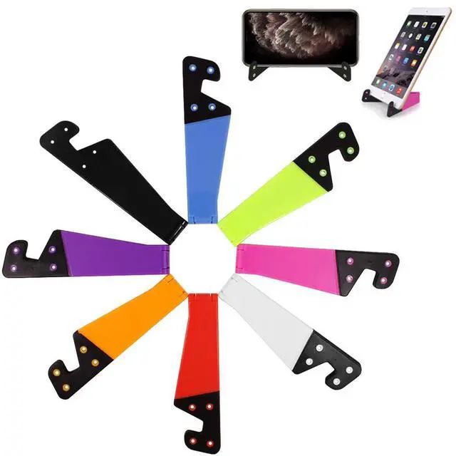 Alt view image 2 of 7 - 8 PCS Universal Pocket-Sized Colorful Portable Foldable V Model Mobile Phone Holder, Desktop Stand Mount Holder Cradle Compatible with iPads,Tablets,E-Readers,Cellphones, Kindles, Pack of 8