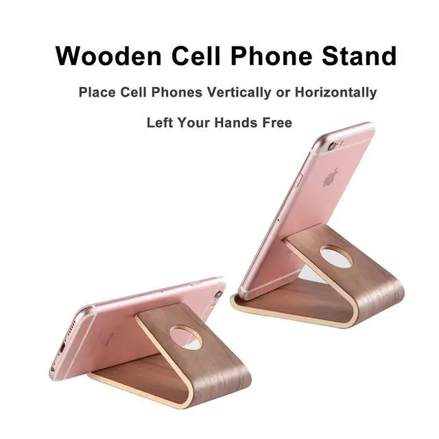 Alt view image 2 of 6 - Wooden Cell Phone Stand, Universal Mobile Phone Holder Stand Non Slip Stable Desktop Phone Stand for iPhone, iPhone13,Samsung Galaxy Smartphones, iPad, Tablets Facetime Holder for Desk
