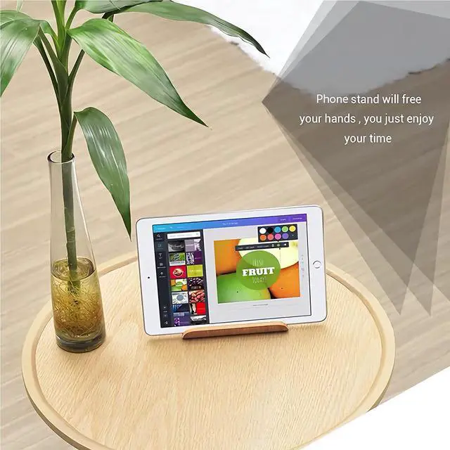 Alt view image 3 of 6 - Wooden Cell Phone Stand, Universal Mobile Phone Holder Stand Non Slip Stable Desktop Phone Stand for iPhone, iPhone13,Samsung Galaxy Smartphones, iPad, Tablets Facetime Holder for Desk
