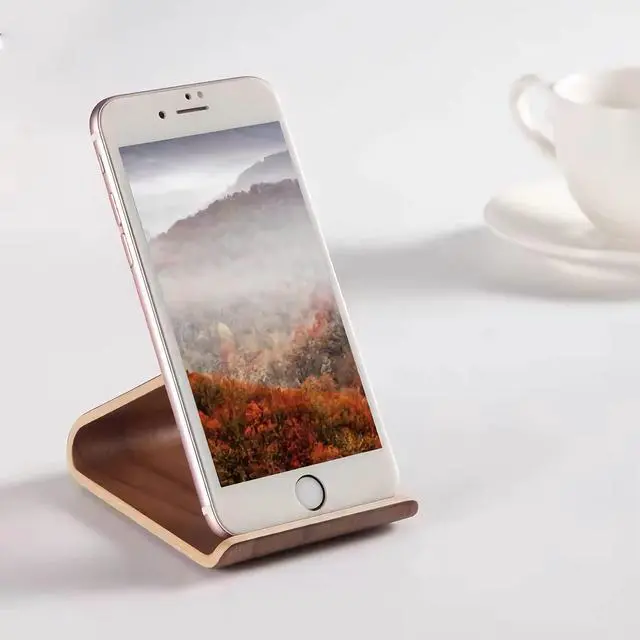 Alt view image 4 of 6 - Wooden Cell Phone Stand, Universal Mobile Phone Holder Stand Non Slip Stable Desktop Phone Stand for iPhone, iPhone13,Samsung Galaxy Smartphones, iPad, Tablets Facetime Holder for Desk