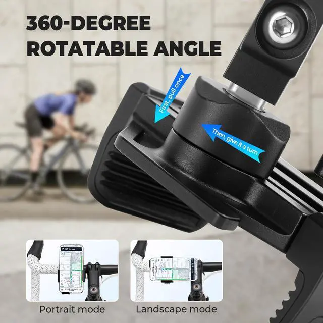 Alt view image 3 of 6 - Bike Phone Holder, Quick Release Aluminum Alloy Bike Phone Mount, 360 Rotatable, Universal Bicycle Mount for 4.5''-7.2'' Phones