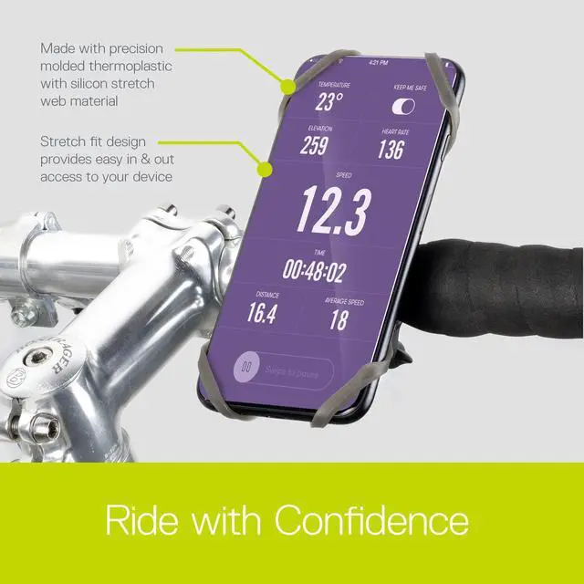 Alt view image 4 of 7 - Bike Phone Mount Cycle - Xmount Bicycle Phone Holder Adjusts to Any Handlebar & Fits Any Phone or iPhone - Easily Accessible Bike Accessories for Adult Bikes