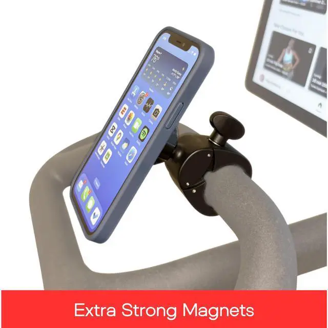 Alt view image 2 of 6 - Magnetic Phone & Tablet Holder for Peloton Bike & Bike+ Secure 360° Handlebar Mount for iPhone, Samsung & iPad Tool-Free Install, Strong Magnetic Grip