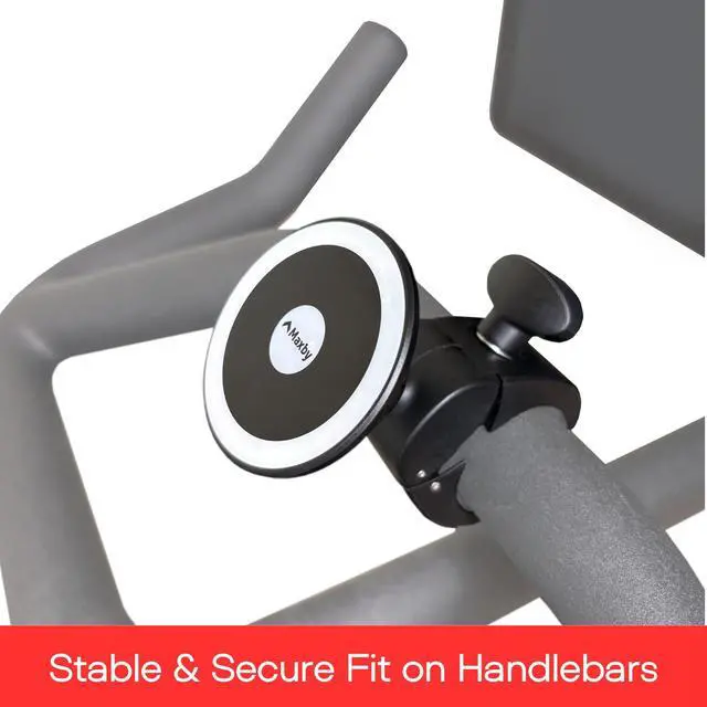 Alt view image 3 of 6 - Magnetic Phone & Tablet Holder for Peloton Bike & Bike+ Secure 360° Handlebar Mount for iPhone, Samsung & iPad Tool-Free Install, Strong Magnetic Grip