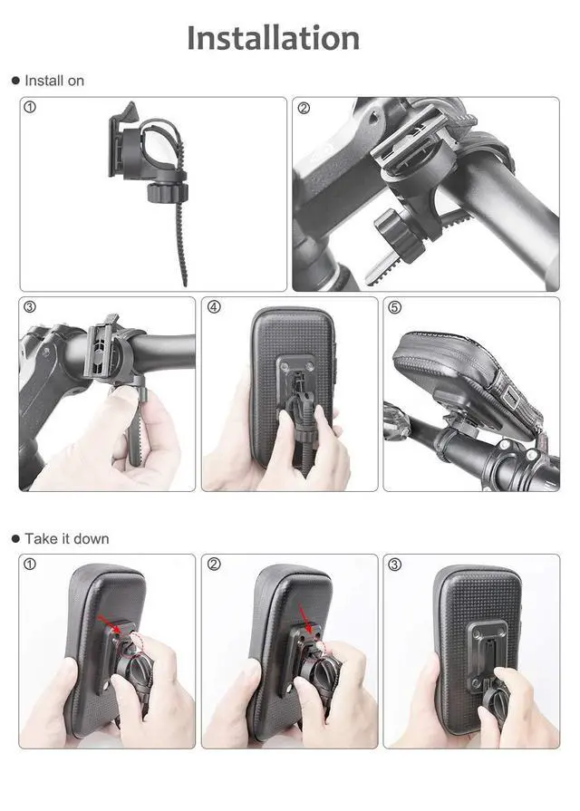 Alt view image 6 of 6 - Bike Phone Mount Bicycle Cell Phone Holder Handlebar Bag Anti-shake Waterproof with 360° Rotation Three Sizes