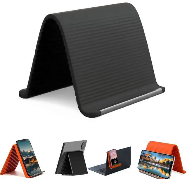 Main image of Flexible Silicone Phone Holder,Folded into Any Shape-Silicone Phone Holder with Aluminum,Mount for Phone Tablet Laptop (Black)