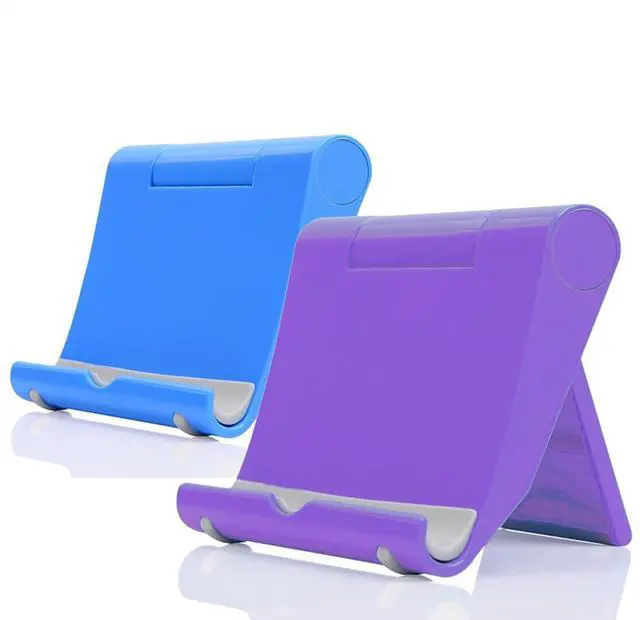 Main image of Portable Adjustable Cell Phone Stand, 2 Pack, Universal Fit for Desktop, Tablet, Compatible with Most Phones & Devices (Purple+Blue)